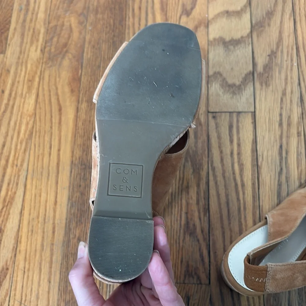 Com & Sens Missy Slingback Suede Cork Wedge Sandal Shoe Tan‎ size 7.5